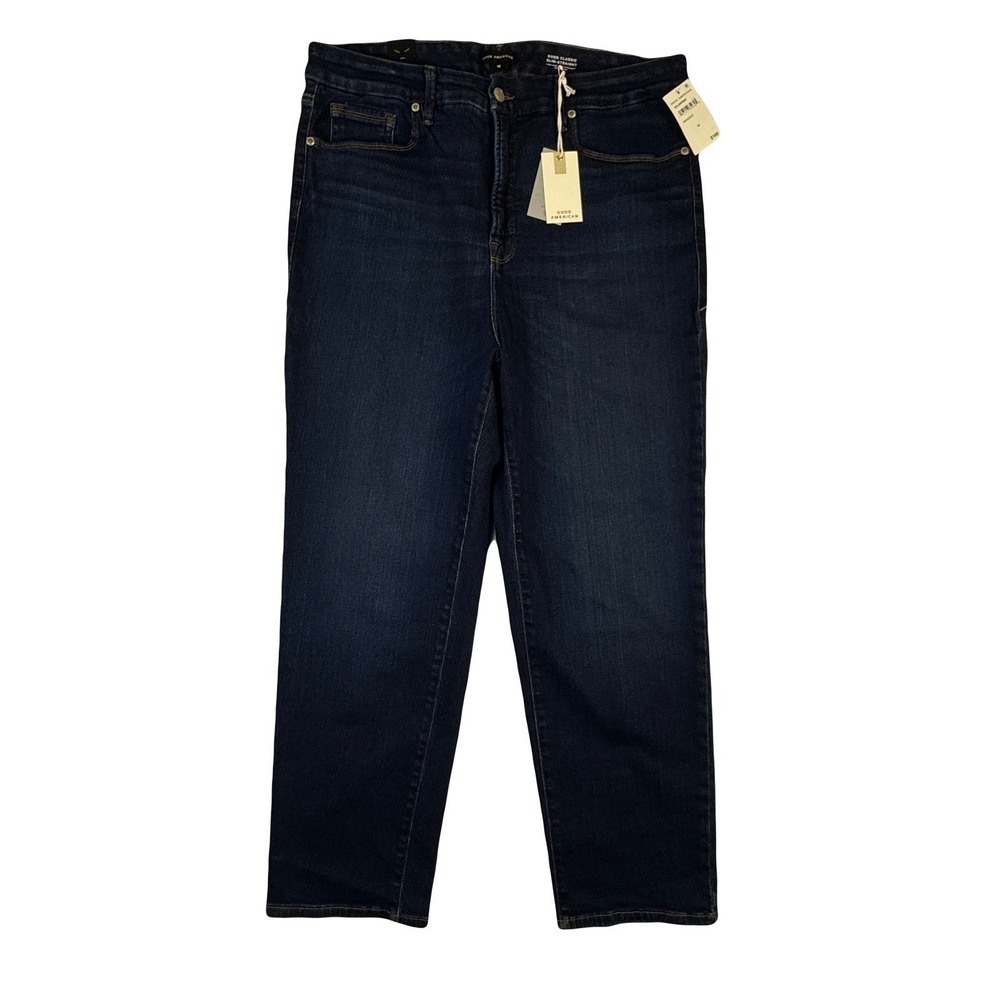Good American Women Size 18 Blue Good Classic Slim Straight High Rise Denim Jean